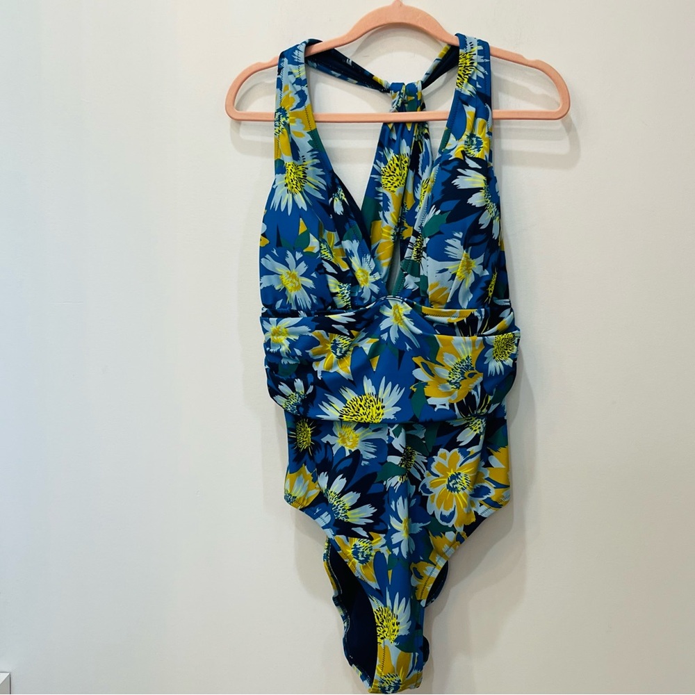 Adore Me Monroe One Piece Blue & Yellow Floral Swimsuit Women’s Sz 1X